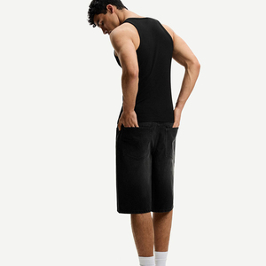Shorts en jean pour homme, couleur unie, brodés, respirants, été, 100% coton, vintage, décontractés, coupe droite, multi-poches - Product Image 3