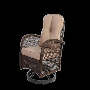 Set di 3 Sedie a Dondolo Girevoli da Esterno con Cuscini Ispessiti e Tavolino in Vetro per Giardino - Product Image 5