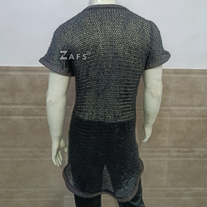 เสื้อเกราะแฮนด์เมดแบบเชนเมล ตกแต่งด้วยหนัง ประดับหมุดแบบแบนพร้อมแหวนรอง ทำจากเหล็กอ่อน เหมาะสำหรับผู้ใหญ่ สวมใส่เป็นชุดอัศวิน - Product Image 4