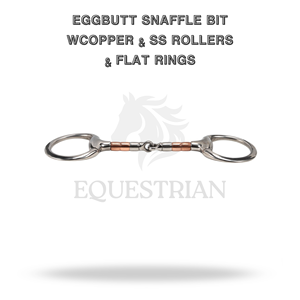 Bridon Eggbutt en cuivre avec rouleaux en acier inoxydable et anneaux plats pour l'équitation et le contrôle de l'entraînement - Product Image 2