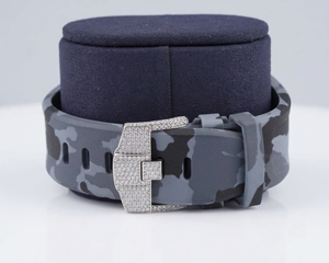Montre à quartz octogonale pour homme, avec diamants incrustés, cadran géométrique doré, bracelet en caoutchouc camouflage gris - Product Image 2