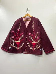 Veste d'hiver unisexe en velours de coton indien brodé Suzani, style bohème hippie, pour femme, fournisseur en gros de manteaux ethniques - Product Image 3