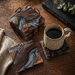 Latest High Quality Wooden Round Coaster Bulk for <b>Table</b> <b>Top</b> Drinks Tea Cup Coffee Mug Glass-mats & Pads Wood <b>Resin</b> Coaster - Product Image 6