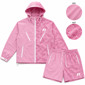 Veste imperméable et coupe-vent à capuche réactive à l'eau, short en polyester et nylon, veste coupe-vent à capuche zippée réactive à l'eau pour hommes - Product Image 4