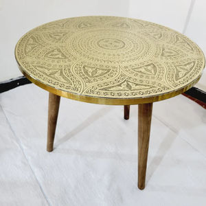 Pieds de table marocains de luxe en métal noir thermolaqué avec dessus rond plaqué or de haute qualité – Fournitures de mobilier - Product Image 6
