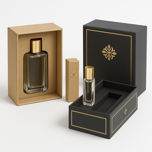 Luxury Rigid Gift <b>Box</b> <b>Set</b> Kraft Paper Gold Foil Embossed Cosmetic Packaging Custom High-End Perfume <b>Box</b> Collection - Product Image 3
