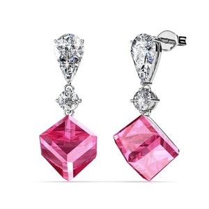 VUÔNG giọt Stud Bông tai daisini tôn tạo với Swarovski tinh thể 18K vàng mạ thời trang sterling bạc 925 đồ trang sức - Product Image 3