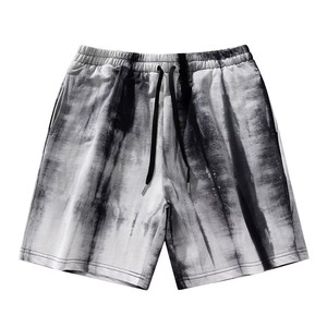 Ensemble T-shirt et short en molleton 100 % coton pour homme, style streetwear d'été, écoresponsable, color block, délavé à l'acide, col rond - Product Image 4