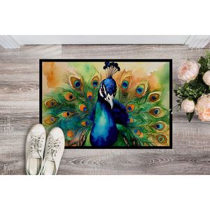 Paillasson Paon Antidérapant Lavable à Poils Courts pour Intérieur/Extérieur, Tapis d'Entrée 24H x 36L pour Porte d'Entrée - Product Image 2