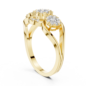 แหวนเพชร CZ รูปดอกไม้คลัสเตอร์10K รูปหัวใจแวววาวสำหรับผู้หญิงเครื่องประดับสำหรับการหมั้นของเจ้าสาวดีไซน์เนอร์ชุบทอง - Product Image 5