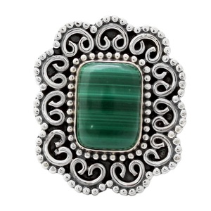 Natural Malachite <b>Ring</b> 925 Sterling Silver Handmade Ornate Gemstone Jewelry Anniversary Gift for Women - Product Image 2