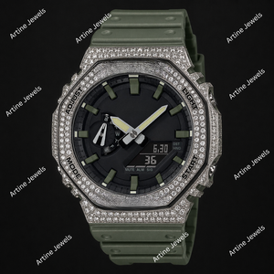 Reloj de Lujo con Diamantes Incrustados, Esfera Verde, Brazalete de Acero Inoxidable, Elegante Reloj de Vestir, Accesorio de Moda Premium para la Muñeca - Product Image 3