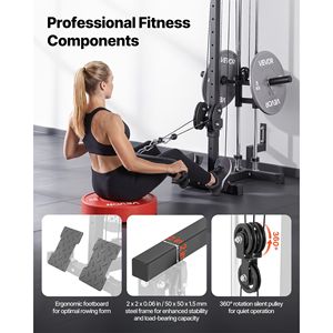 Macchina Lat Pulldown a Parete con Regolazione Altezza a 18 Livelli, Sistema 3-in-1 per Allenamento a Cavo e Remo, per Palestra Domestica - Product Image 4