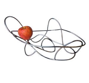 Silver Wired Metal <b>Fruit</b> Basket Unique Irregular Shape <b>Fruit</b> Basket Handmade Decorative Vegetable <b>Storage</b> Basket - Product Image 1
