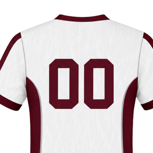 Camiseta de Rugby Blanca y Borgoña de Manga Corta con Cuello en V, Uniforme de Equipo Personalizado, Transpirable, para Entrenamiento Deportivo - Product Image 4