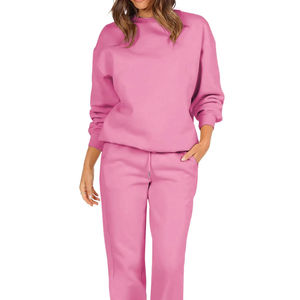 Streetwear personnalisé OEM ensemble 2 pièces pour femmes survêtement ensemble de vêtements de sport ensemble pantalon de survêtement et sweat à capuche en coton léger avec logo - Product Image 2