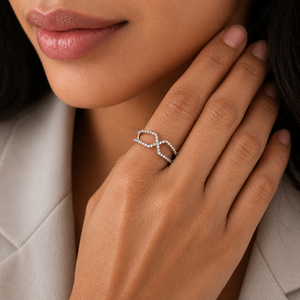 Bague double bande en argent sterling 925 pour femme avec zircon cubique, finition polie, style moderne et minimaliste, pour usage quotidien ou mariage - Product Image 4