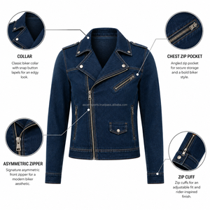 Veste en jean unie pour homme, en coton, style décontracté, coupe classique, vente en gros, personnalisation du logo, fabricant OEM ODM - Product Image 6