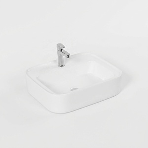 Lavabo Cuadrado para Baño, Diseño Minimalista, Superficie Lisa, Lavabo de Sobremesa, Garantía de 5 Años, Logotipo Impreso con Láser - Product Image 1