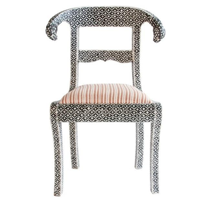 Handcrafted Mother of Pearl and Bone Inlay <b>Bedroom</b> <b>Vanity</b> Chairs Accept Custom Design Handmade Bone Inlay Accent Chair - Product Image 1