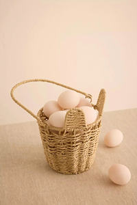 Panier à œufs de Pâques tissé artisanal avec poignée, décoration de table rustique pour les célébrations de printemps - Product Image 3