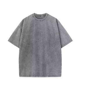 Custom <b>Logo</b> Vintage Acid Washed T Shirt Men Heavyweight O-Neck Cotton Blank Oversized T-shirt 100% Cotton for Men's T-shirt - Product Image 2