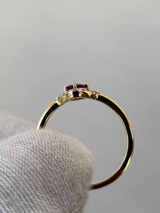 Bague en rubis naturel, argent sterling 925, plaqué or 14 carats, rubis rouge, bague de fiançailles, anniversaire, Art Déco, promesse, mariage - Product Image 3