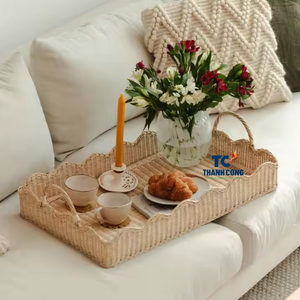 Bandeja de servicio de ratán de Vietnam en forma de Vieira de alta calidad al por mayor para cocina, sala de estar, baño, uso para almacenamiento - Product Image 4