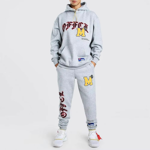 Conjunto de Sudadera y Pantalón Deportivo de Algodón de Alto Gramaje para Hombre, Estilo Urbano, Gimnasio y Deportes, de Dos Piezas - Product Image 1