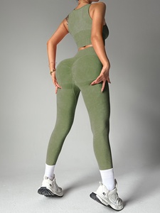 Nouvel ensemble de leggings de yoga 2 pièces pour femmes, 100% coton, écologique, respirant, séchage rapide, grande taille, pour l'entraînement, la course à pied, la gym, la remise en forme - Product Image 5