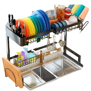 Escurridor de Platos y Tazones Plegable de Dos Niveles, Portátil, de Acero Inoxidable, Hecho a Mano, para Fregadero de Cocina, Tipo Soporte - Product Image 1