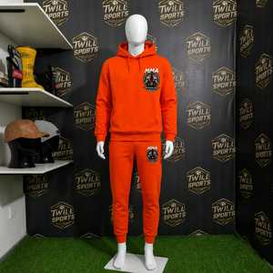 MMA Logo Front Customized High Quality Men's Hooded <b>Fleece</b> Sweatshirt <b>Orange</b> Regular Fit Pocket Design Casual Wear Winter Season - Product Image 5