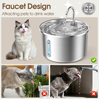 Fontaine à eau pour animaux de compagnie en gros, distributeur d'eau pour chats, pompe ultra-silencieuse, recharge automatique, motif uni, gamelle en acier inoxydable pour chiens et chats