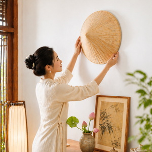 Premium Vietnamese Sombrero <b>Bamboo</b> <b>Straw</b> Sun Hat Adjustable Lightweight Breathable Rice Hat Traveling Summer Outdoor Use Hand - Product Image 5