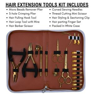 Pince à sertir plate en acier inoxydable de qualité chirurgicale, outil à boucle, fil pour perruque, kit complet d'outils professionnels pour extensions de cheveux - Product Image 4