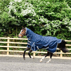 Couverture imperméable pour cheval à col montant, avec 3 sangles de fixation, double fermeture frontale, grande rabat de queue, en polyester Ripstop 600D - Product Image 6