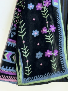Black Velvet Floral Embroidered Suzani Jacket | Handmade Boho Folk Art <b>Coat</b> | Colorful Festival Outerwear - Product Image 4