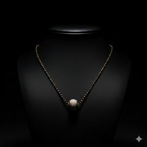 Mangalsutra en or jaune massif 22 carats avec pendentif serti de diamants - Product Image 1