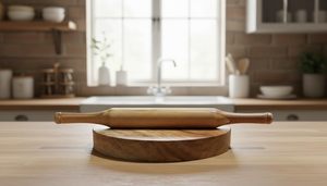 Juego de Chakla y Belan de Madera de Acacia para Cocina, Tabla de Madera para Amasar Roti y Rodillo, Hechos a Mano con Acabado Liso para Chapati, Roti y Puri - Product Image 2