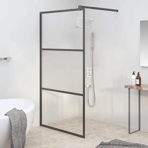 Paroi de douche noire avec porte 39,4''x76,8'' en verre ESG semi-frosted et cadre noir - Product Image 1