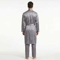 Ensemble de peignoirs en soie satinée pour homme, peignoir à manches longues, ensemble de pyjamas pour homme, vêtements de nuit décontractés en soie, pyjamas deux pièces pour homme