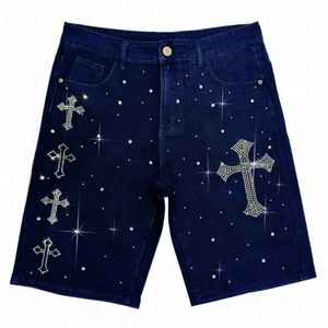 Shorts Bermuda en Denim Délavé Unisexe Décontracté Couleur Unie Cordon de Serrage Écologique Séchage Rapide Respirant 100% Coton Toile - Product Image 4