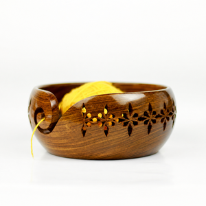 Premium Quality Handmade Carved Fashion Sheesham Wood Yarn Bowl 20cm for <b>Knitting</b> <b>Needle</b> Crochet Hooks - Product Image 3