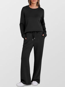 Conjuntos de 2 piezas informales de otoño para mujer, conjuntos de chándal de pierna ancha, conjuntos a juego para otoño - Product Image 2
