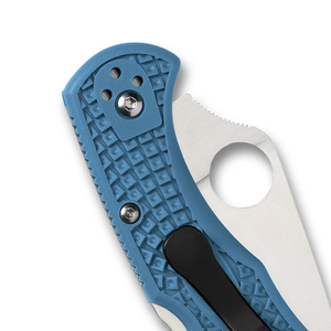 Navajas Plegables Azules con Hoja Plateada de Borde Liso, Orificio Circular para el Pulgar, Mango Ergonómico Texturizado y Clip de Bolsillo Negro - Product Image 6