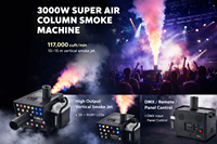 Machine à fumée à colonne d'air VX-3000 II 3200W avec LED RGBW ambre, contrôle DMX512, effet de fumée verticale, éclairage de scène