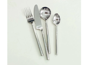 Stainless Steel Flatware Set Of 4 With Hammered Handles Dishwasher Safe Minimalist Design For Kitchen Home And Hotel Use - Product Image 2