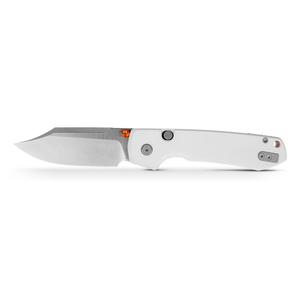 Couteaux pliants à manche texturé blanc avec lame satinée à pointe tombante, bouton de pouce, trou pour cordon et clip de poche pour usage extérieur - Product Image 1