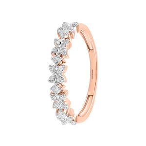 Anillo de Diamantes Cultivados en Laboratorio con Corte Redondo y Banda Floral en Oro de 10K, 14K, 18K, Plata 925, 935, Anillo de Lujo para Aniversario o Compromiso - Product Image 3