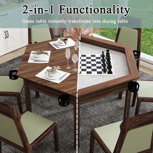 Table de jeu hexagonale avec pieds en bois massif, plateau amovible, tapis de jeu antidérapant - Table de jeu en bois massif pour 6 joueurs - Product Image 3